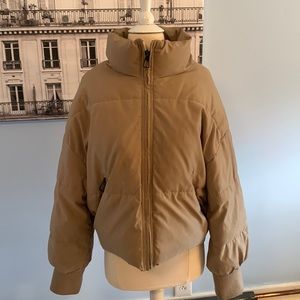 Khaki Pink diamond puffer